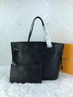Louis Vuitton LV NEVERFULL Tourterelle Black Totes Bags